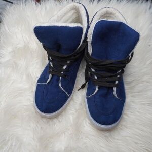 Fabkids Toddler Sneakers, Buffalo Check Hi Top, Blue Indigo, Toddler Size 7